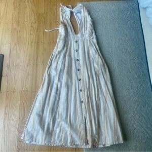 Yellow striped midi dress